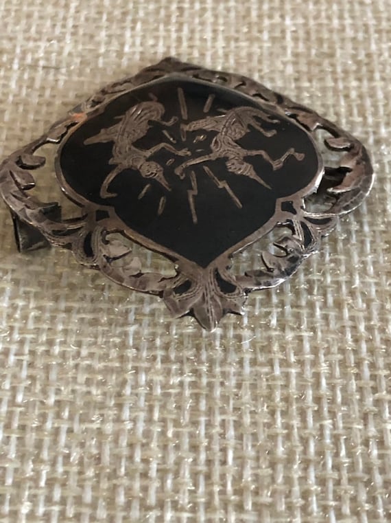 Siam sterling nielloware antique brooch