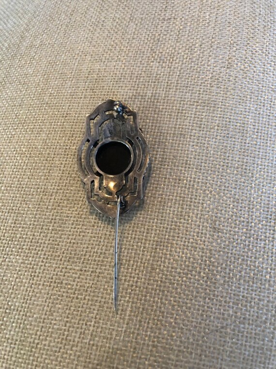 Vintage Marcasite and onyx brooch - image 7