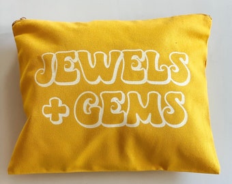 Jewels + Gems XL Pouch Gold | All the Things Pouch | Canvas Pouch | Zipper Pouch | Travel Pouch