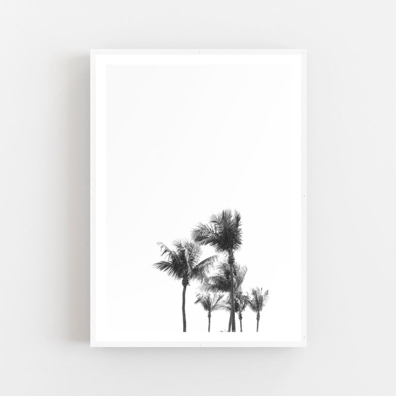 Black & White Palm Tree Print Palm Trees Digital Wall Art Etsy