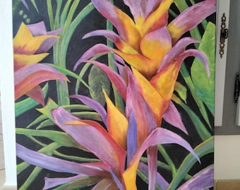 Olieverfschilderij, exotische plant, verjaardagscadeau, Moederdagcadeau, muurschildering, bloemenschilderij, exotisch schilderij
