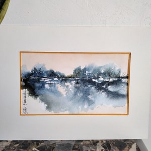 Aquarela original, pintura de paisagem, marinha, pintura original, decoração de parede, pintura abstrata, pintura abstrata, artesanal, arte