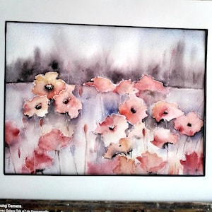 original watercolor, watercolor flowers, poppy, painting, poppy, gift, wall art, poppy painting, wall decoration, birthday