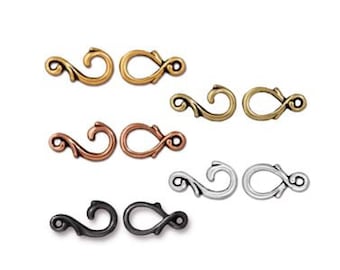 1 set TierraCast "Vine Hook & Eye" Clasp / 5 colors to choose from! / Clasps for Jewelry Making and Bead Weaving