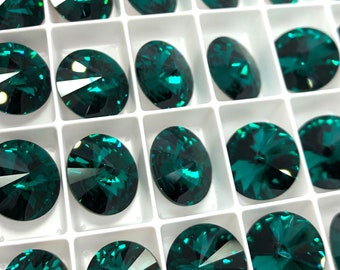 4pc 14mm Emerald Brilliance Rivolis / Article # 1122 / Austrian Crystal ;-) Rivolis for Making Jewelry / Discounts Available!