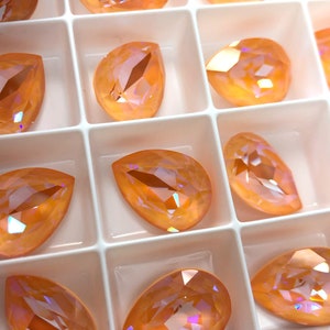 2 Stk 18 x 13 mm Peach Delite EHA Brilliance Pears / Österreichischer Kristall ;-) / Artikel 4320 / Link zur Anleitung in der Beschreibung!