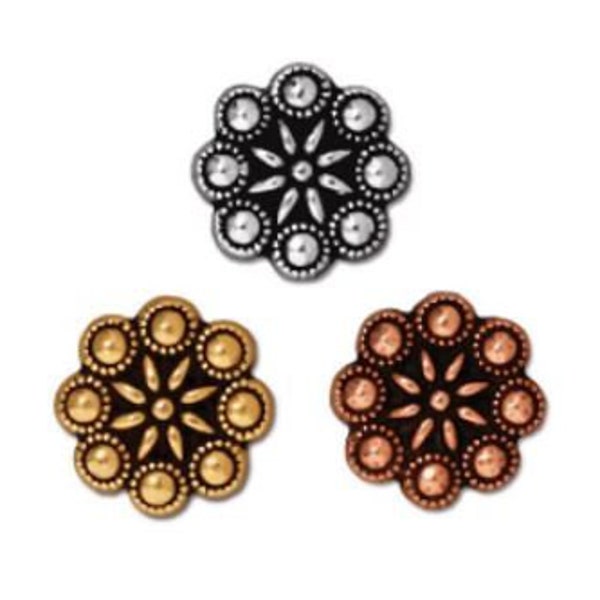 2 pc TierraCast "Rosette" Buttons / 3 colors to choose from! / Pewter buttons for jewelry making & clothing apparel