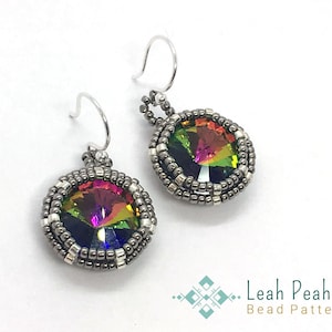 Beading Pattern Tutorial - VALOR EARRINGS - Digital Download - Swarovski Crystal Rivolis - Japanese Seed Beads / How to make earrings