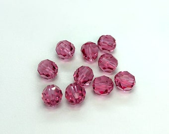 10pc 6mm Rose Round Crystal Beads  / Article #5000 / Swarovski Crystal Beads for Making Jewelry / Discounts Available!