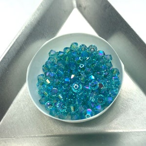 144pc 3mm Light Turquoise Shimmer 2X Swarovski Crystal Bicones / Article #5328 / Austrian Crystal Beads Making Jewelry Bead Weaving / 1gross
