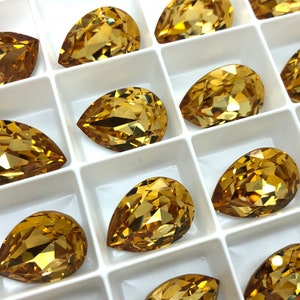 2pc 18x13mm Golden Topaz EHA Brilliance Pears / Austrian Crystal ;-) / Article 4320 / Link to pattern in description!