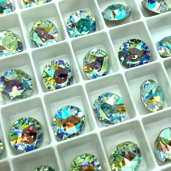 6pc SS39 Chrysolite AB Swarovski Crystal Chatons / Article # 1088 / Austrian Crystal ;-) Chatons for Making Jewelry / Discounts Available!