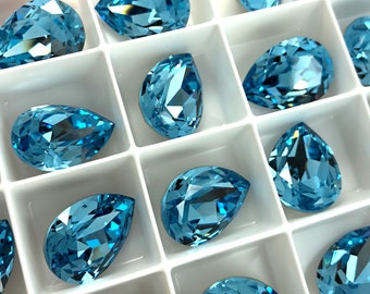 2pc 18x13mm Aquamarine  Swarovski Pears / Austrian Crystal  / Article 4320 / Link to pattern in description! / Discounts Available!