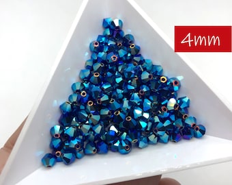 144 biconos de cristal Preciosa AB2X de cobalto de 4 mm / Artículo n.° 5328 / Fabricación de cuentas de cristal para joyería, tejido de cuentas / 1 bruto