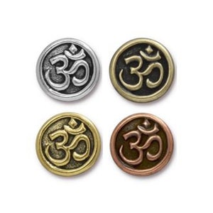 2 pc TierraCast &quot;OM&quot; Buttons / 4 colors to choose from! / Buttons for jewelry making clothing apparel