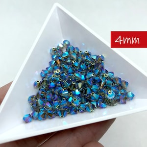144pc 4mm Black Diamond AB2X Swarovski Crystal Bicones / Article #5328 / Austrian Crystal Beads for Making Jewelry and Bead Weaving /1 gross