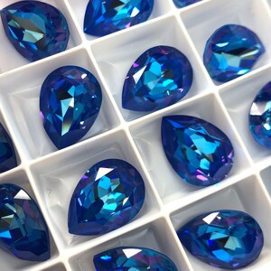 2pc 18x13mm Royal Blue Delite EHA Brilliance Pears / Austrian Crystal ;-) / Article 4320 / Link to pattern in description!