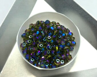 144個 3mm オリビンシマー 2X スワロフスキークリスタルバイコーン