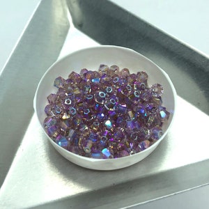 144pc 3mm Light Amethyst Shimmer 2X Swarovski Crystal Bicones / Article #5328 / Austrian Crystal for Making Jewelry & Bead Weaving / 1 gross