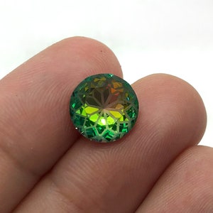 4pc 10mm Faceted Round Crystal Stones / Citrus Grove Foiled Lotus / Crystal Stones for Jewelry Making and Bead Weaving