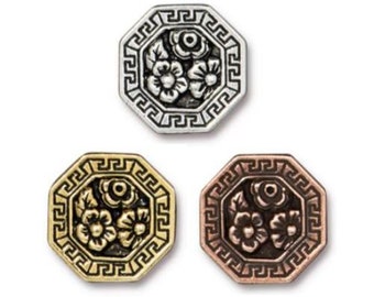 2 pc TierraCast "Blossom" Button / 3 colors to choose from! / Buttons for jewelry making clothing apparel