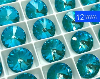 Set di 4 rivoli di cristallo Swarovski Laguna Delite da 12 mm / Articolo n. 1122 / Rivoli di cristallo austriaci per la creazione di gioielli / Sconti disponibili!