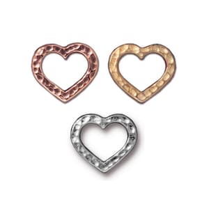 2 pc TierraCast "Hammertone Heart" Links / 12.4x14.2mm / 3 colors to choose from! / Pewter links, elements, and charms for jewelry making