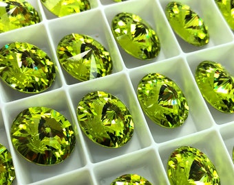 4pc 14mm Citrus Green Brilliance Rivolis / Article # 1122 / Austrian Crystal ;-) Rivolis for Making Jewelry / Discounts Available!