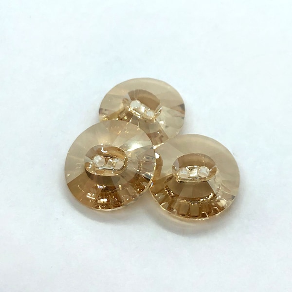 CLEARANCE - 1 pc 2-hole Button / 16mm Round / Crystal Golden Shadow / Swarovski Crystal Art#3019 / Buttons for jewelry making