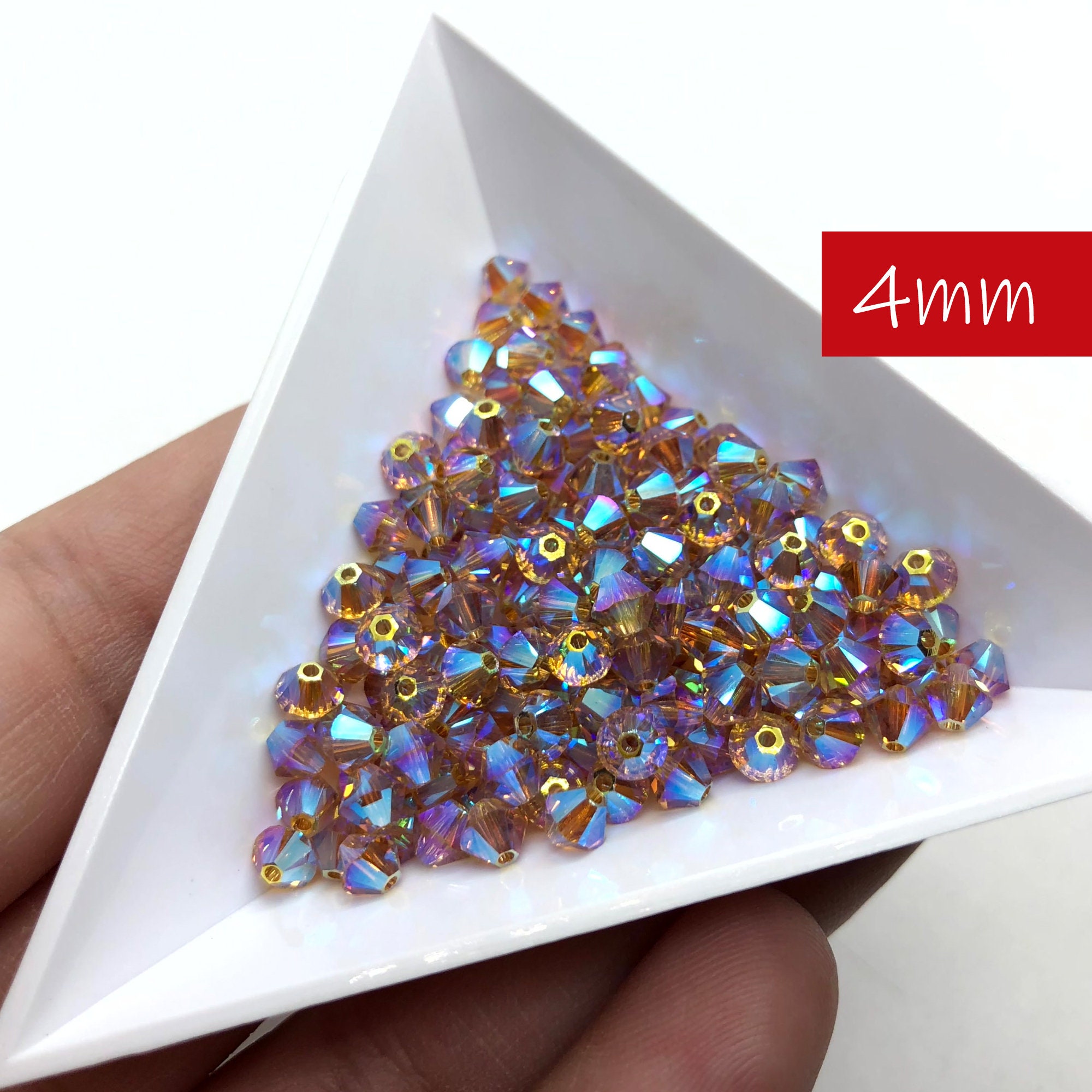 144pc 4mm Light Colorado Topaz AB2X Swarovski Crystal Bicones