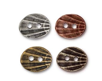 2 pc TierraCast "OVAL SHELL" Buttons / 4 colors to choose from! / Pewter buttons for jewelry making & clothing apparel