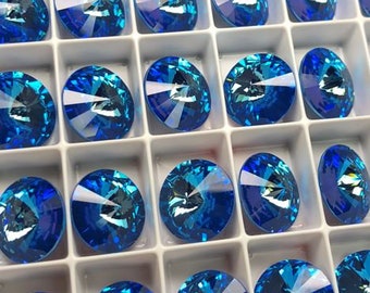 4pc 14mm Royal Blue Delite Brilliance Rivolis / Article # 1122 / Austrian Crystal ;-) Rivolis for Making Jewelry / Discounts Available!