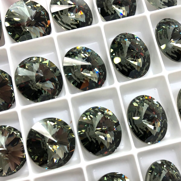 4pc 14mm Black Diamond Brilliance Rivolis / Article # 1122 / Austrian Crystal ;-) Rivolis for Making Jewelry / Discounts Available!