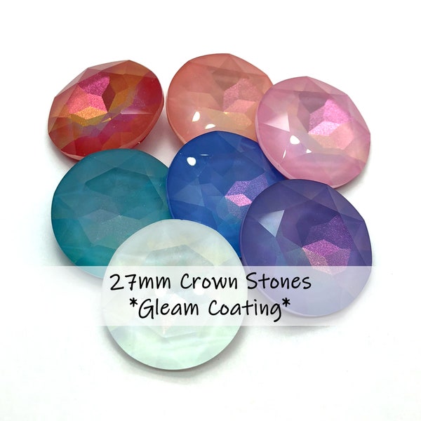 1pc 27mm Faceted Crown Stone Crystal / Gleam Coating Multiple Colors! / Crystal Stones for Jewelry Making and Bead Weaving / Round Crystals
