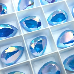 2pc 18x13mm Crystal Sky Ignite AB Brilliance Pears / Austrian Crystal ;-) / Article 4320 / Link to pattern in description!