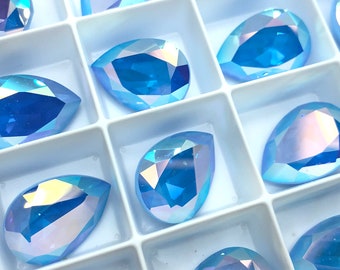 2 Stk 18 x 13 mm Kristall Sky Ignite AB Brilliance Pears / Österreichischer Kristall ;-) / Artikel 4320 / Link zur Anleitung in der Beschreibung!
