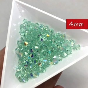 144pc 4mm Chrysolite AB Preciosa Crystal Bicones / Article #5328 / Crystal Beads Making Jewelry Bead Weaving / 1 gross