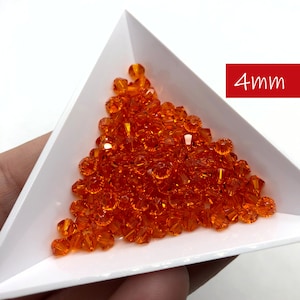 144 Stück 4 mm Tangerine Swarovski Kristall Doppelkegel / Artikel #5328 / Österreichische Glasperlen zur Schmuckherstellung und Perlenweberei / 1 gross