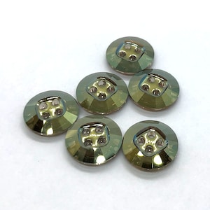 CLEARANCE - 2 pc 4-hole Button / 14mm Round / Iridescent Green / Swarovski Crystal Art#3018 / Buttons for jewelry making clothing apparel