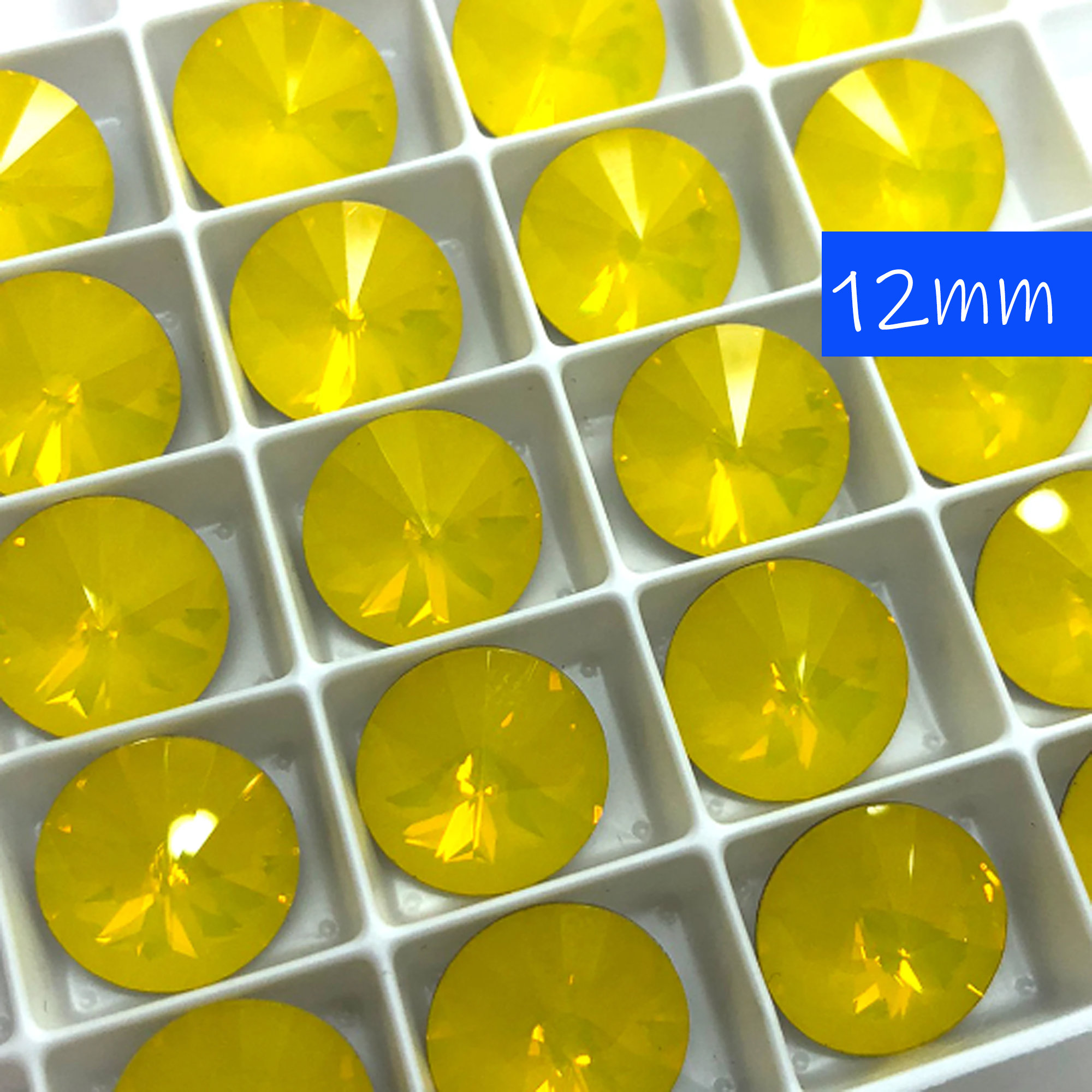 4pc 12mm Yellow Opal Swarovski Crystal Rivolis / Article # 1122 / Austrian Crystal Rivolis for Making Jewelry / Discounts Available