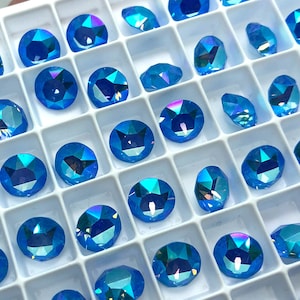 6pc SS39 Crystal Electric Blue Ignite AB Brilliance Chatons / Article # 1088 / Austrian Crystal ;-) Chatons for Making Jewelry