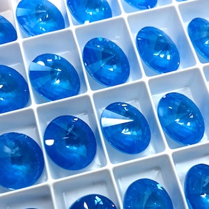 4pc 14mm Crystal Electric Blue Ignite Brilliance Rivolis / Article #1122 / Austrian Crystal ;-) Rivolis for Making Jewelry / Discounts Avail