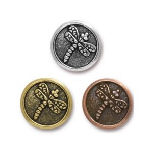 2 pc TierraCast "DRAGONFLY" Buttons / 3 colors to choose from! / Pewter buttons for jewelry making & clothing apparel