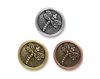 2 pc TierraCast "DRAGONFLY" Buttons / 3 colors to choose from! / Pewter buttons for jewelry making & clothing apparel