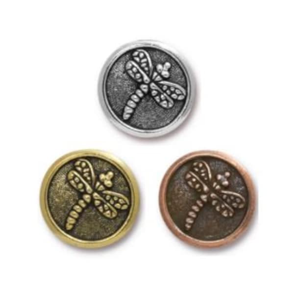 2 pc TierraCast "DRAGONFLY" Buttons / 3 colors to choose from! / Pewter buttons for jewelry making & clothing apparel