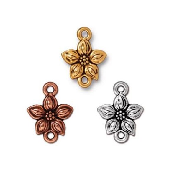 2 pc TierraCast "Star Jasmine" Links / 12.1mmx15.9mm / 3 colors to choose from! / Pewter links, elements, and charms for jewelry making