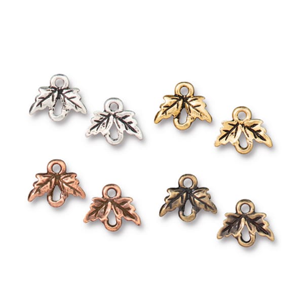 4 pc TierraCast "Leaf" Links / 10.5x8.7mm / 4 colors to choose from! / Pewter links, elements, and charms for jewelry making