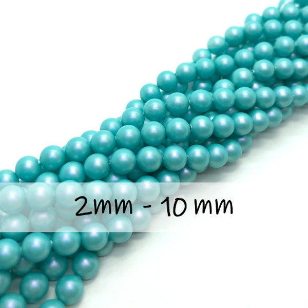 Iridescent Light Turquoise Brilliance Crystal Pearls / Multiple Sizes / Article #5810 / Austrian Made! / Pearls for Stringing Knotting