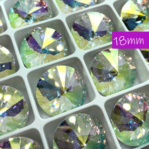 2pc 18mm Crystal AB Preciosa Crystal Rivolis / Article # C1122 / European Crystal for Making Jewelry & Bead Weaving