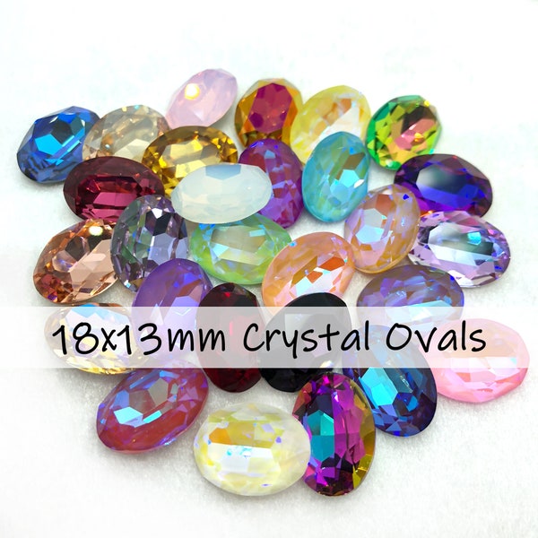 2pc 18x13mm Faceted Oval Crystal Stones / Multiple Colors! / Crystal Stones for Jewelry Making and Bead Weaving / Faceted Crystal Ovals